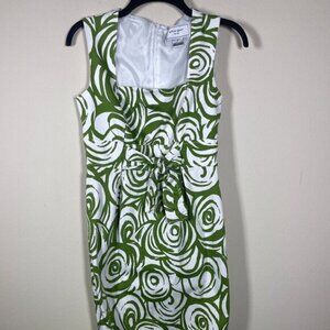 Willow Glenn Women's Sleeveless Green White Swirl Sheath Dress Size: 6 Cocktail!
